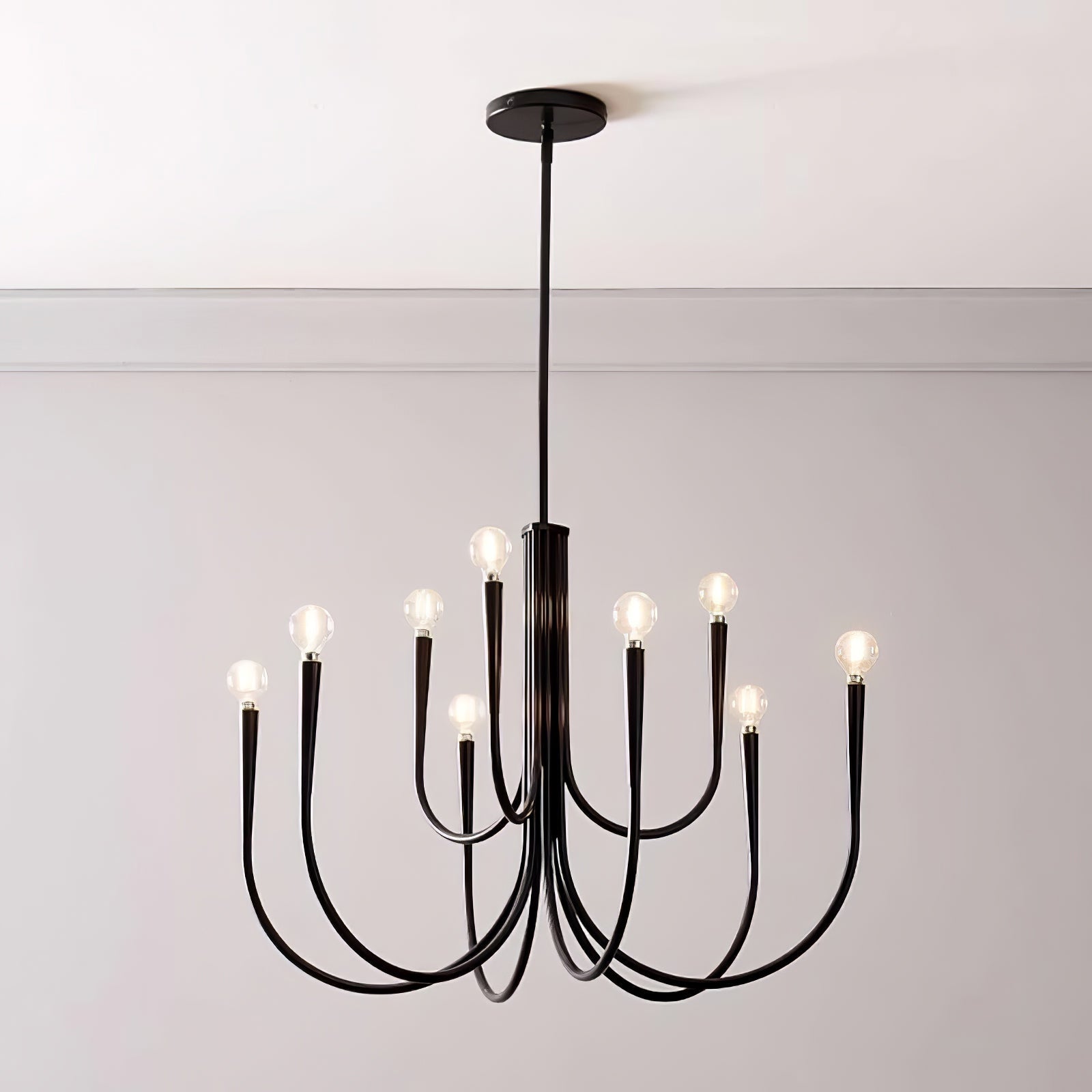 Lustra Chandelier Swoop Arm Brass Minimalist-Neutral Decor
