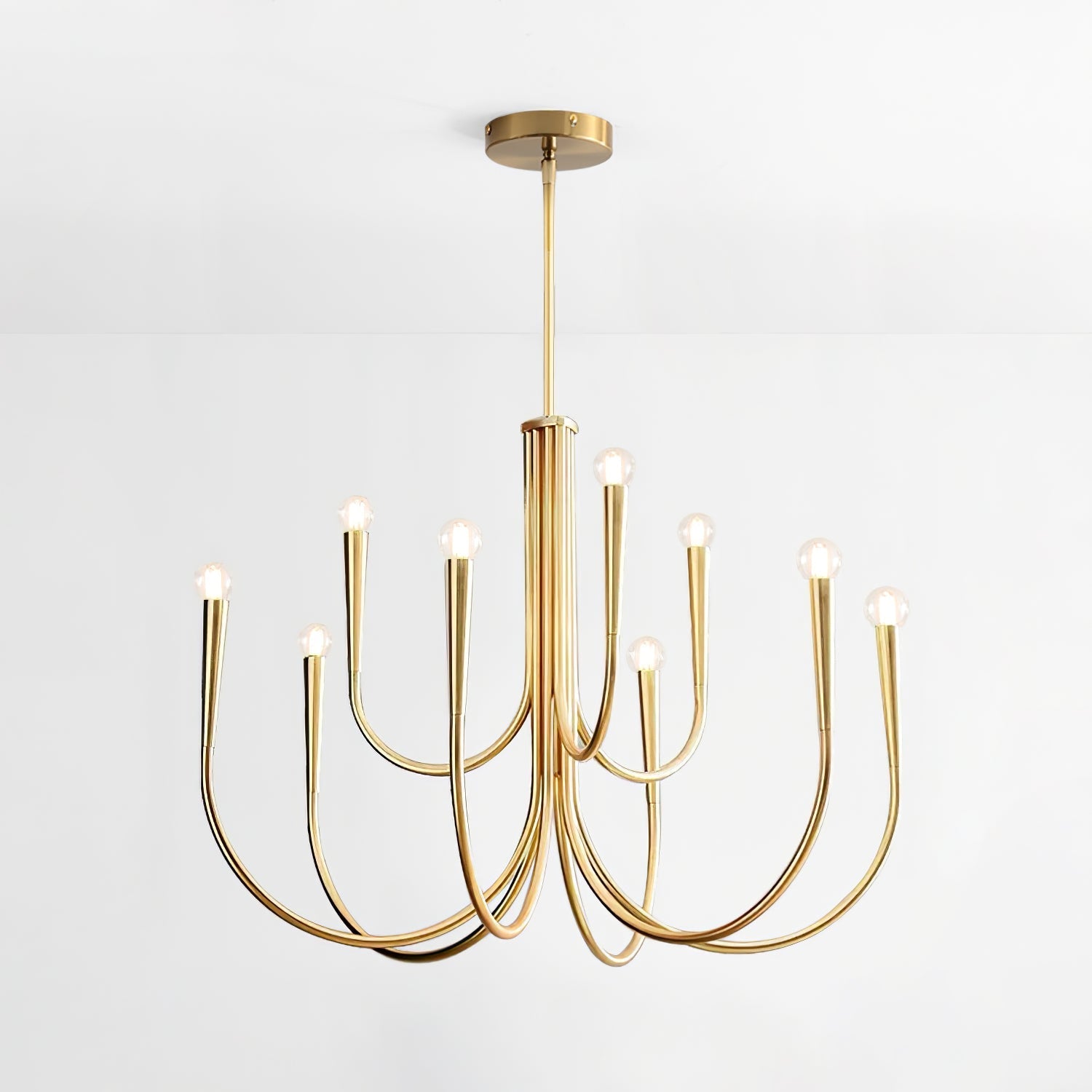 Lustra Chandelier Swoop Arm Brass Minimalist-Neutral Decor