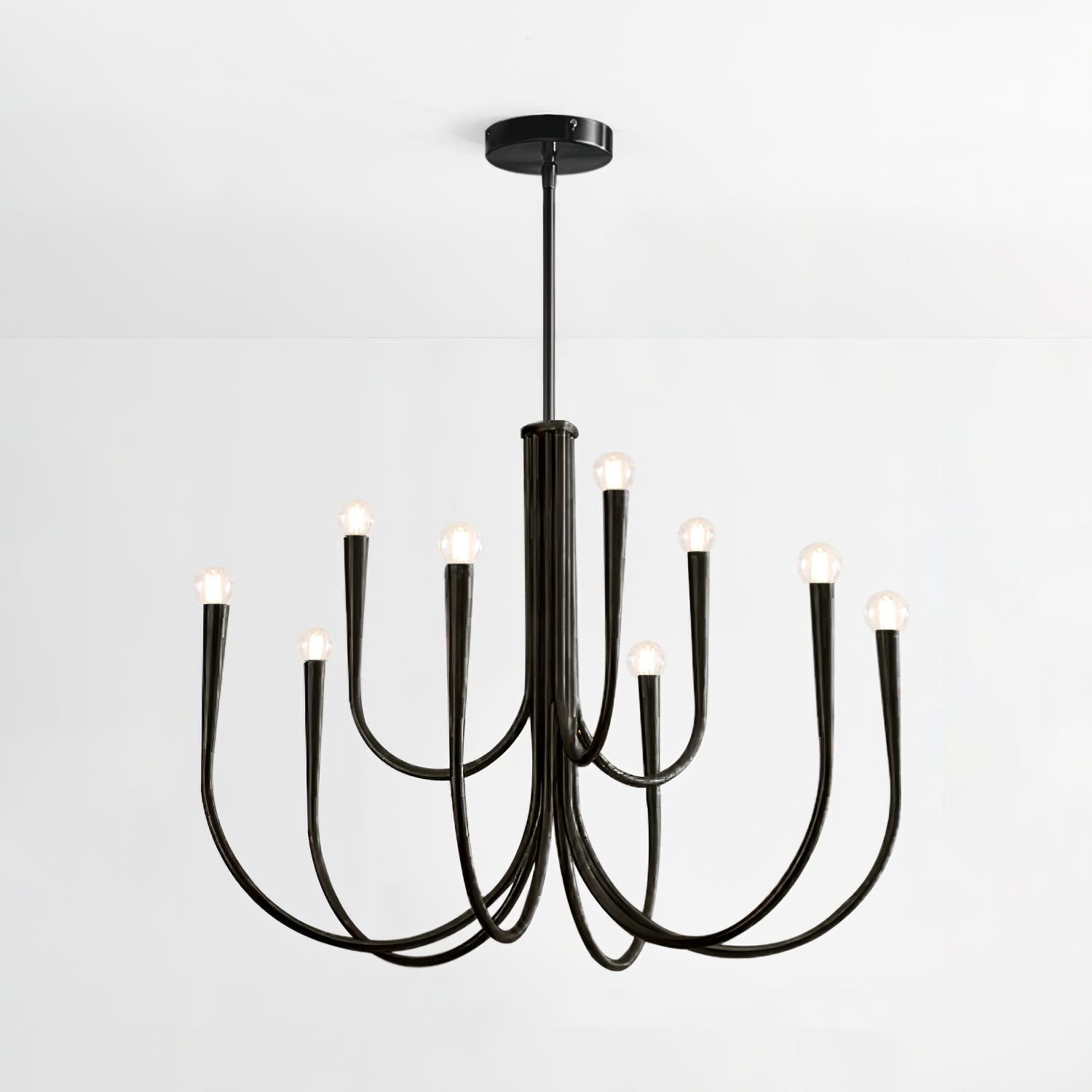 Lustra Chandelier Swoop Arm Brass Minimalist-Neutral Decor