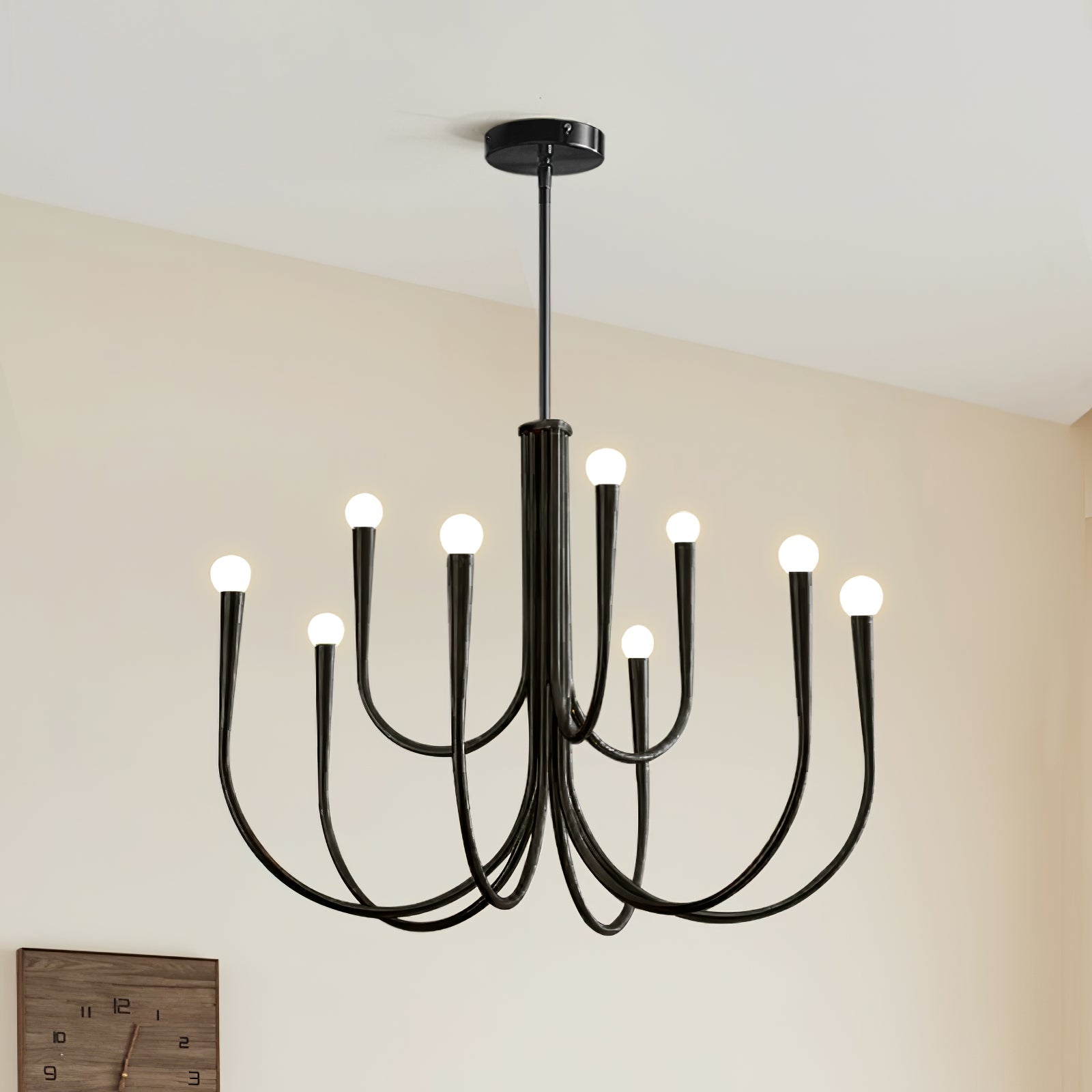 Lustra Chandelier Swoop Arm Brass Minimalist-Neutral Decor