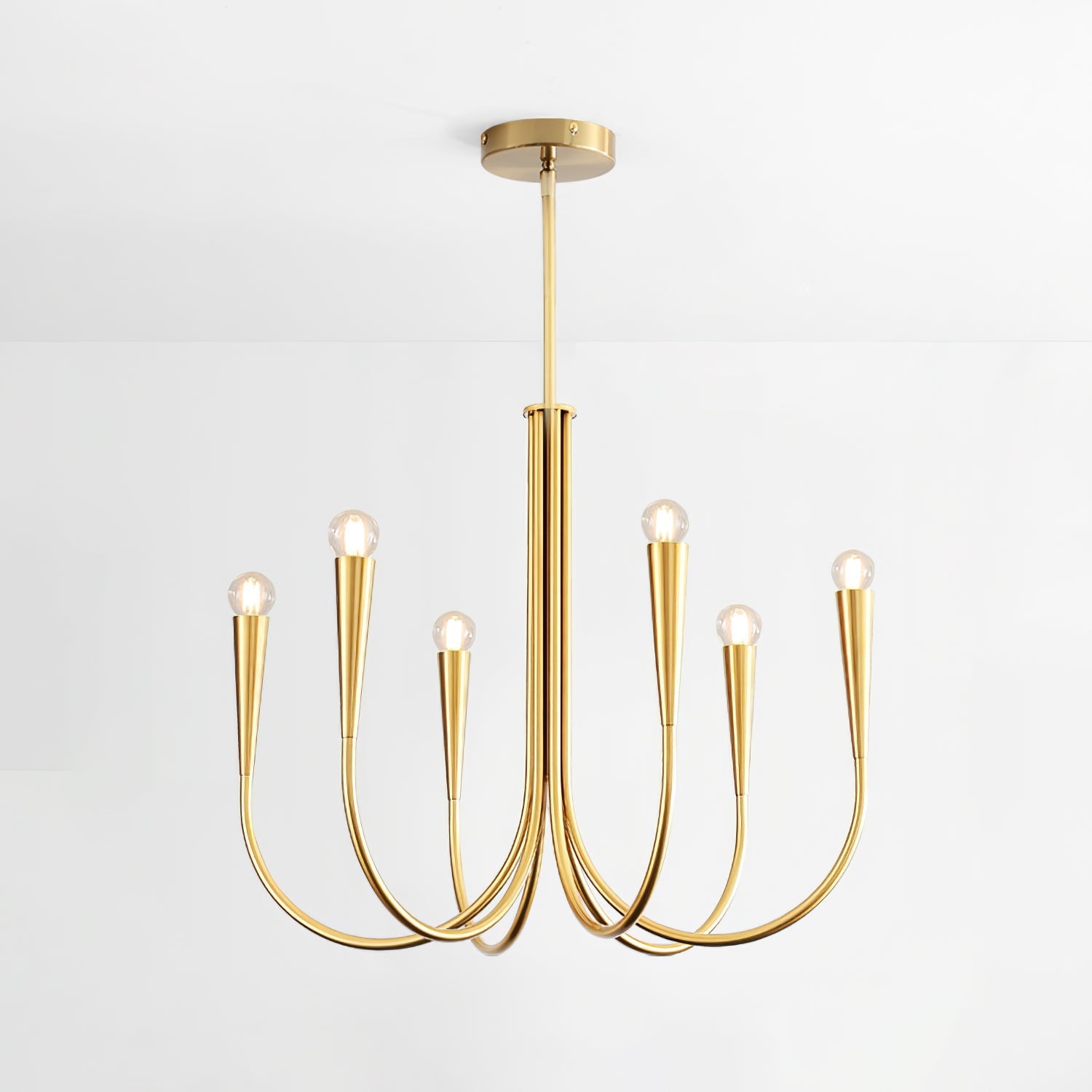 Lustra Chandelier Swoop Arm Brass Minimalist-Neutral Decor