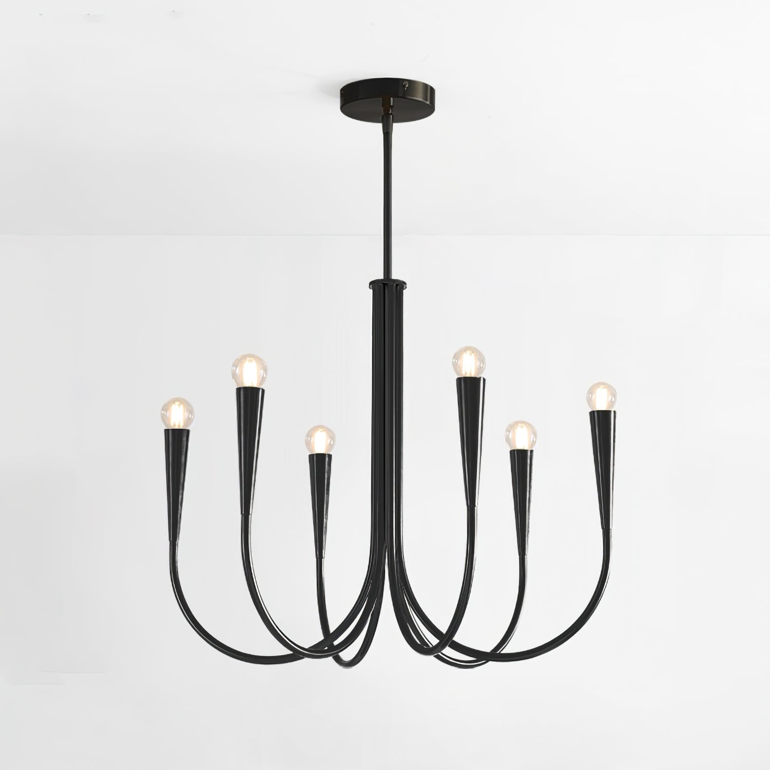 Lustra Chandelier Swoop Arm Brass Minimalist-Neutral Decor