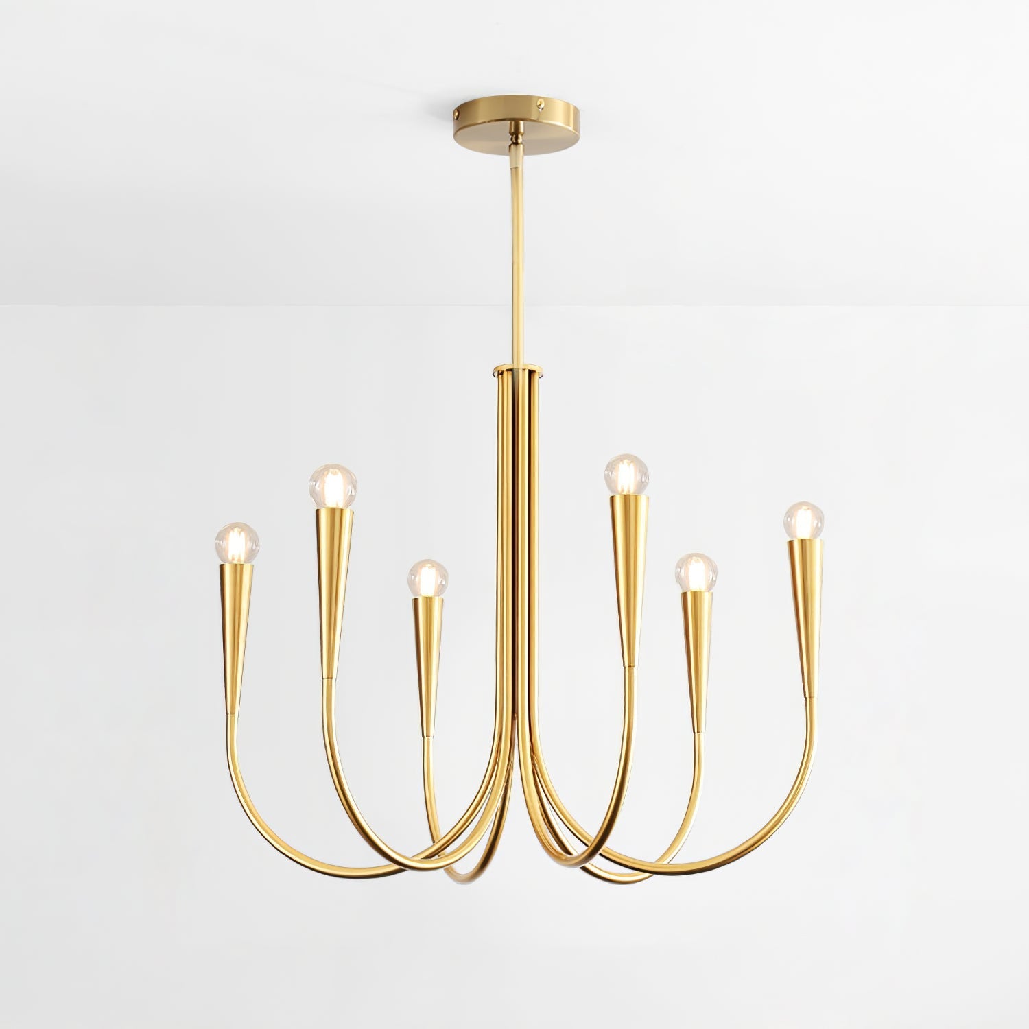 Lustra Chandelier Swoop Arm Brass Minimalist-Neutral Decor