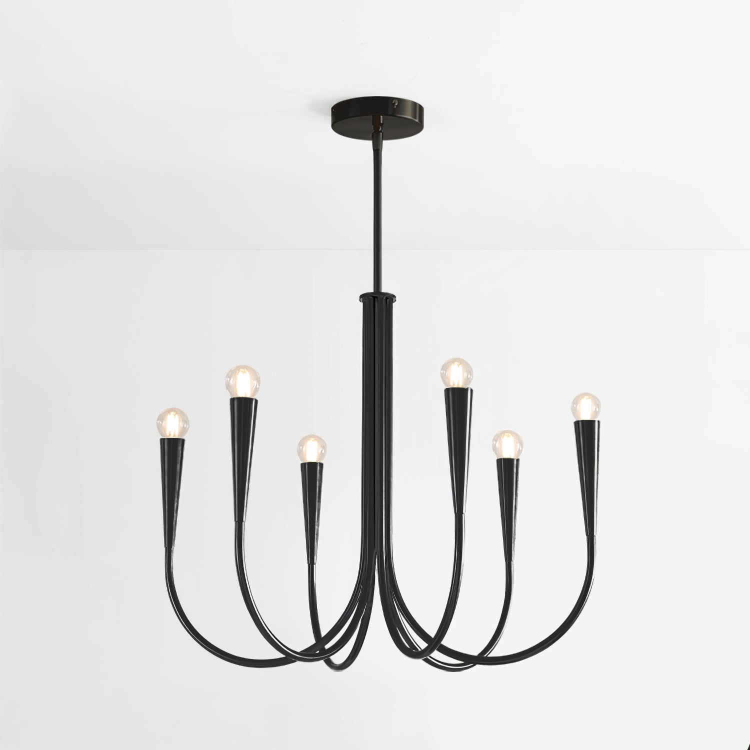 Lustra Chandelier Swoop Arm Brass Minimalist-Neutral Decor