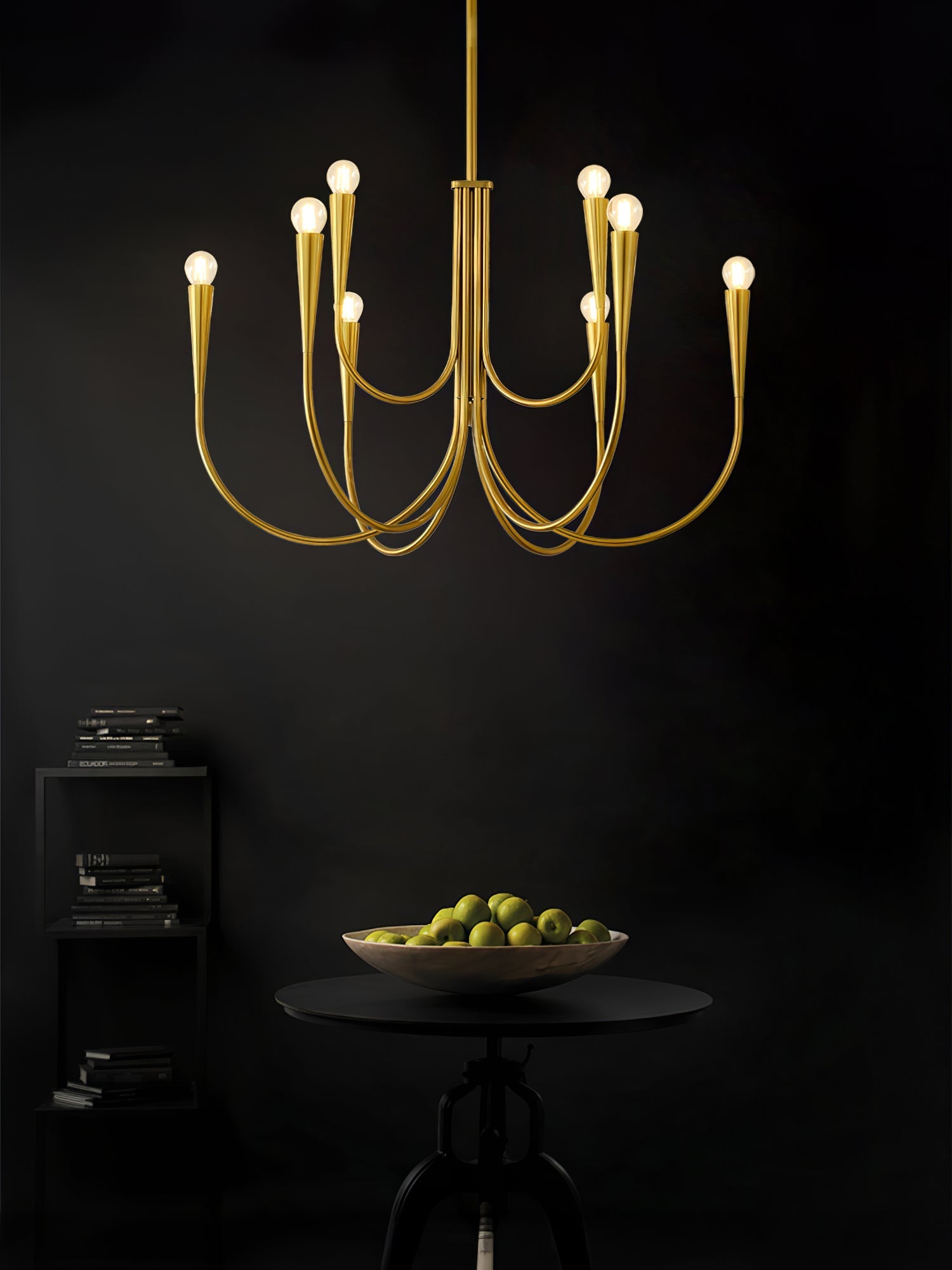 Lustra Chandelier Swoop Arm Brass Minimalist-Neutral Decor