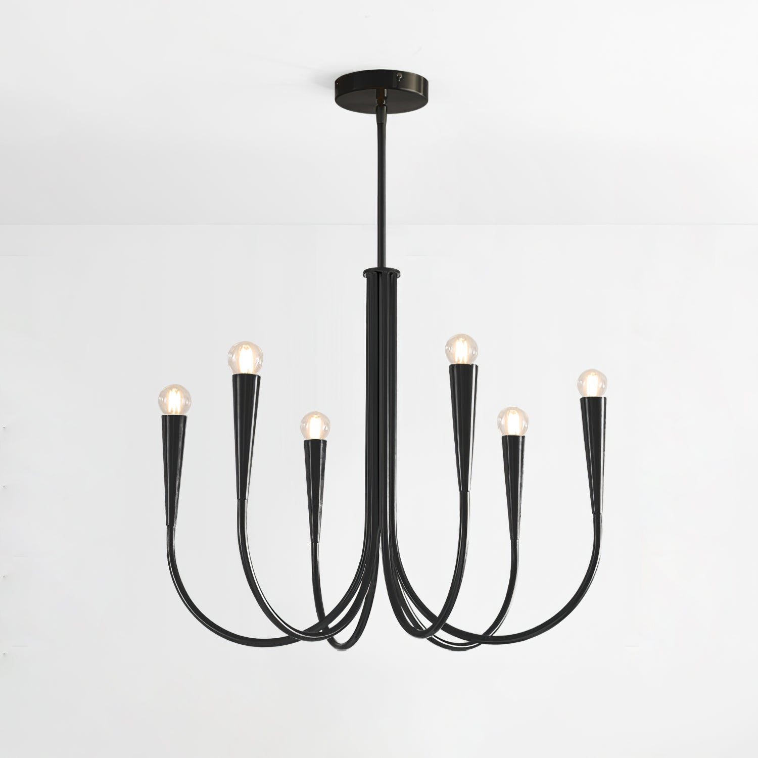 Lustra Chandelier Swoop Arm Brass Minimalist-Neutral Decor
