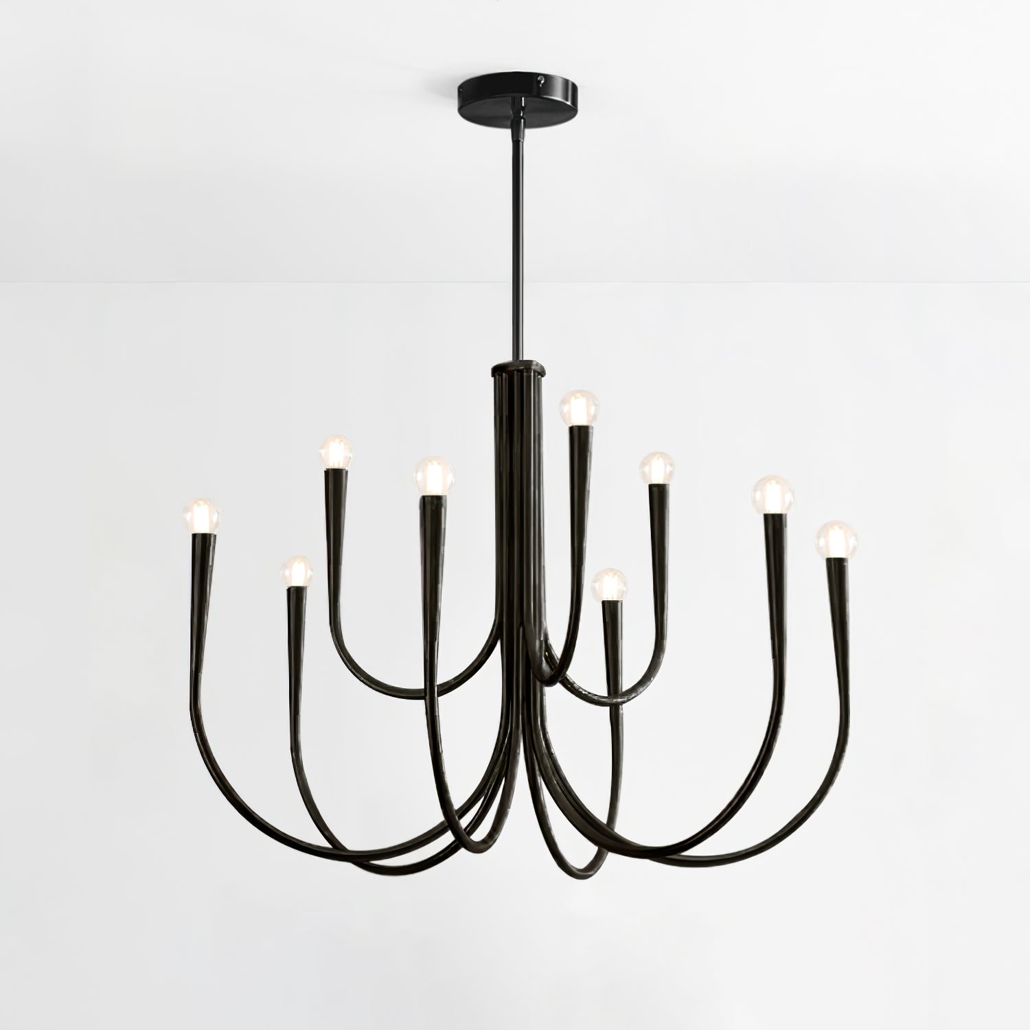 Lustra Chandelier Swoop Arm Brass Minimalist-Neutral Decor
