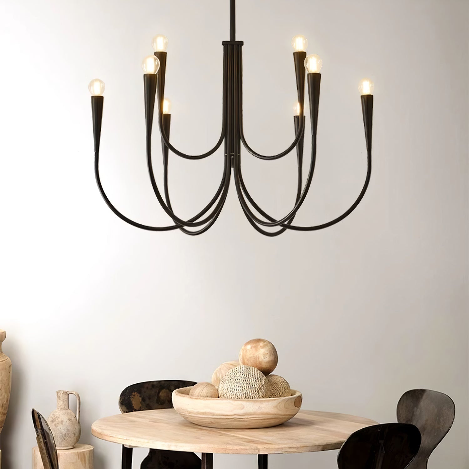 Lustra Chandelier Swoop Arm Brass Minimalist-Neutral Decor