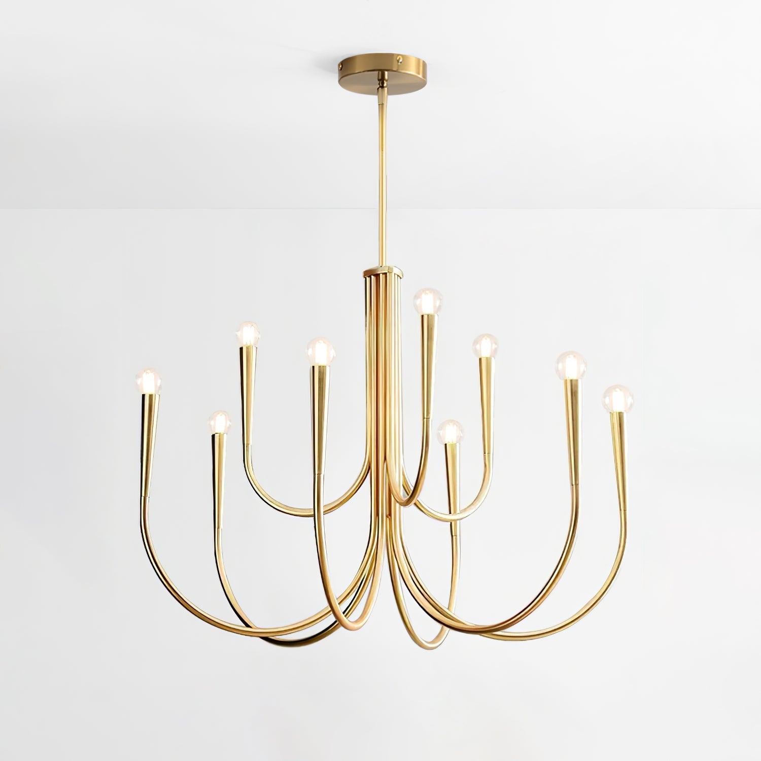 Lustra Chandelier Swoop Arm Brass Minimalist-Neutral Decor