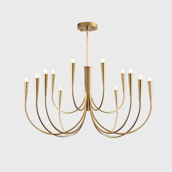 Lustra Chandelier Swoop Arm Brass Minimalist-Neutral Decor