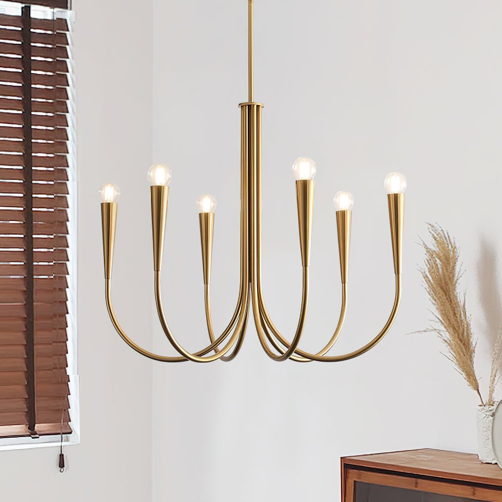Lustra Chandelier Swoop Arm Brass Minimalist-Neutral Decor