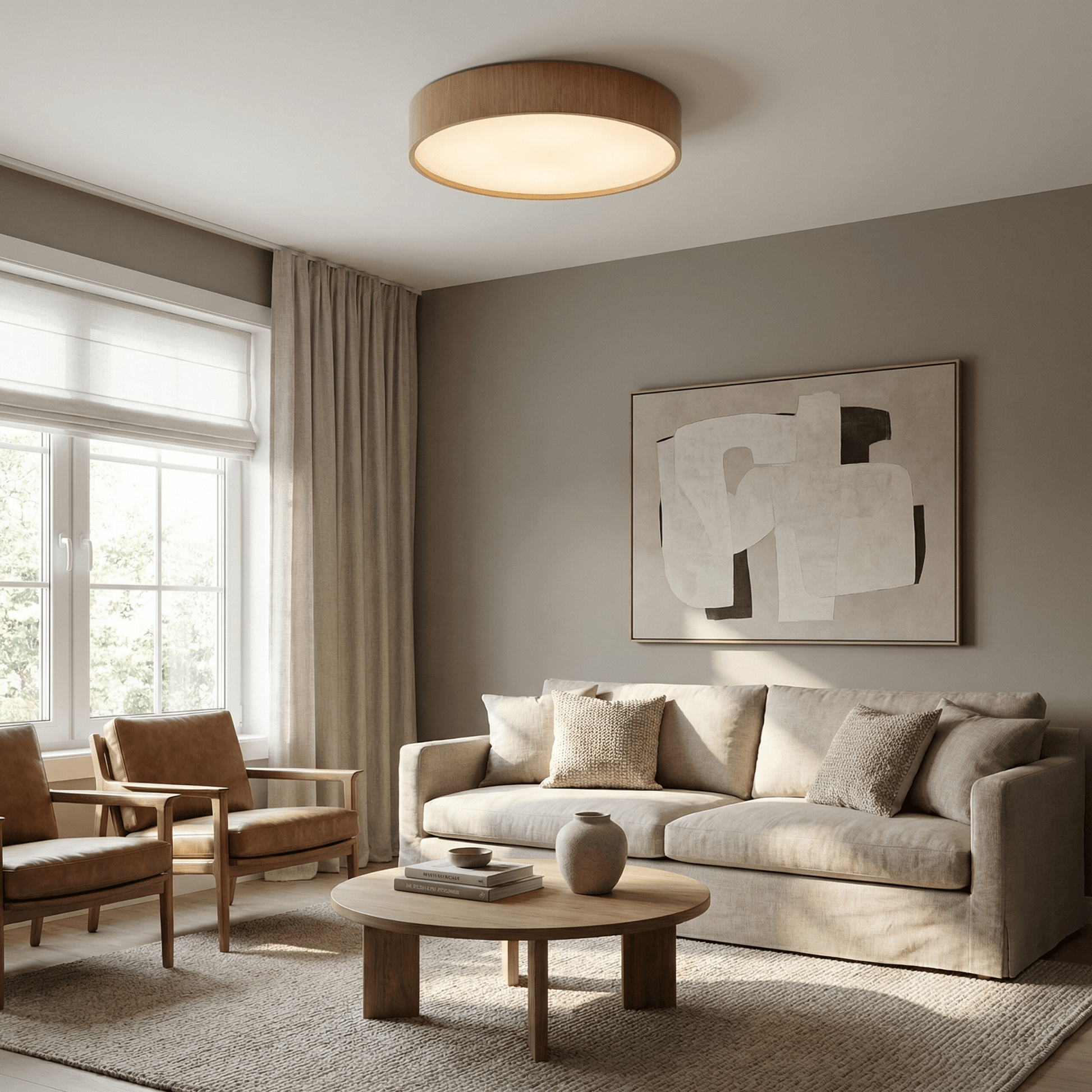 Sylva Minimalist Timber Ceiling Lamp-Neutral Decor