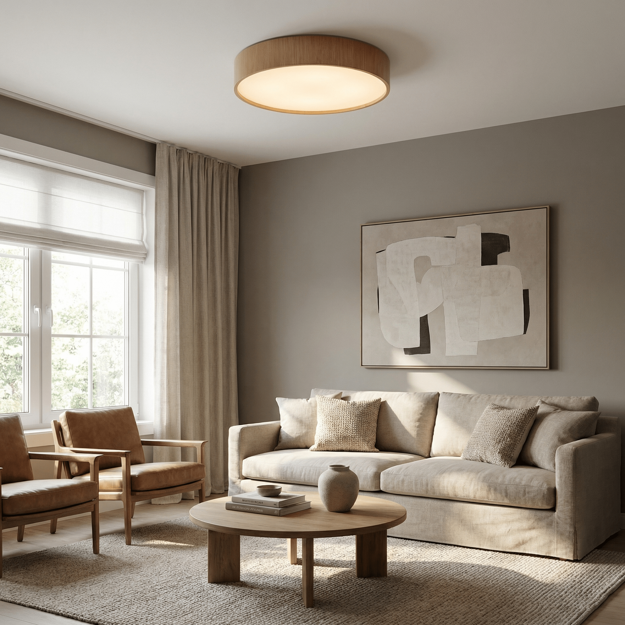 Sylva Minimalist Timber Ceiling Lamp-Neutral Decor