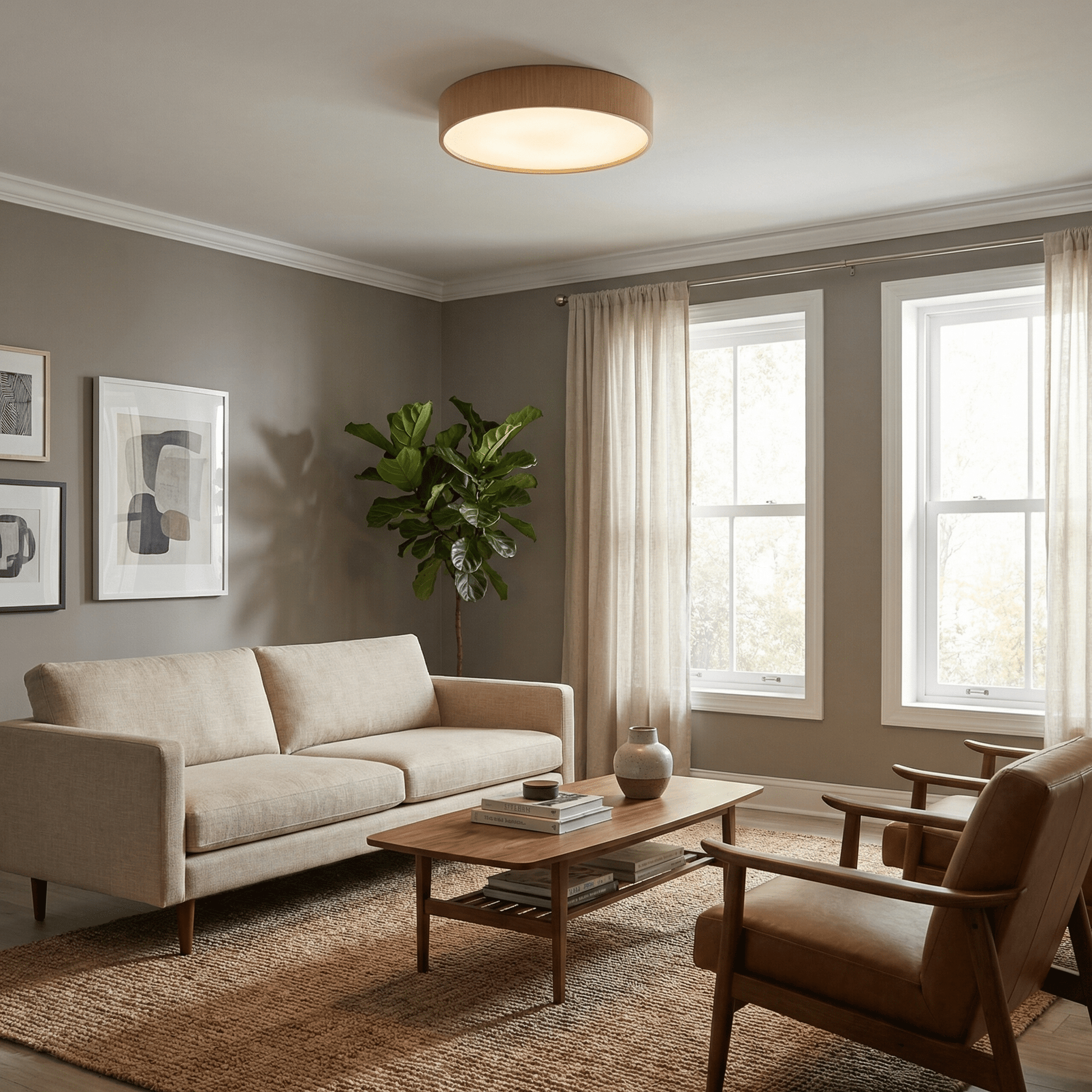 Sylva Minimalist Timber Ceiling Lamp-Neutral Decor