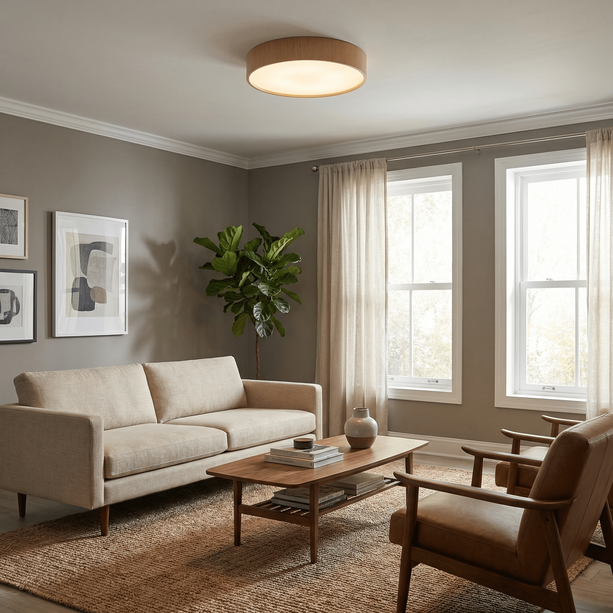 Sylva Minimalist Timber Ceiling Lamp-Neutral Decor