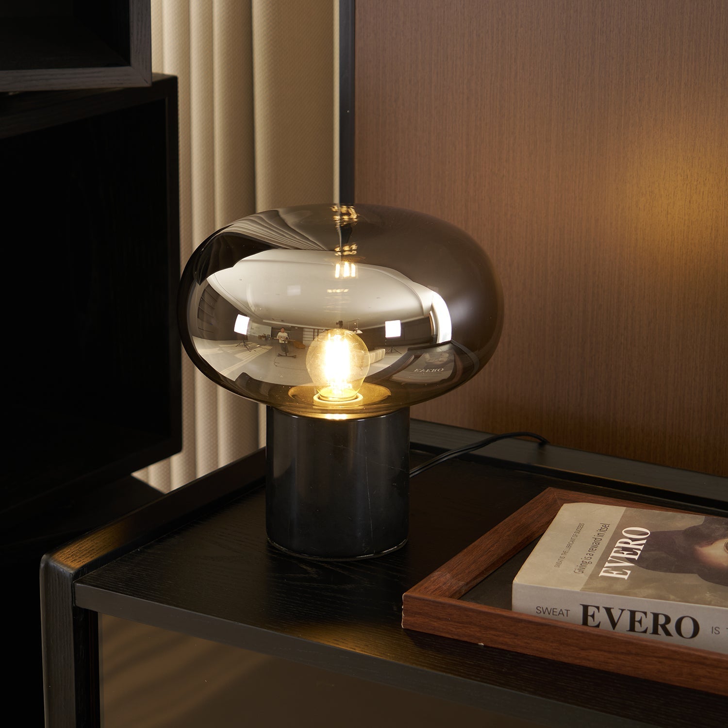 Rova Marble Industrial Table Lamp-Neutral Decor