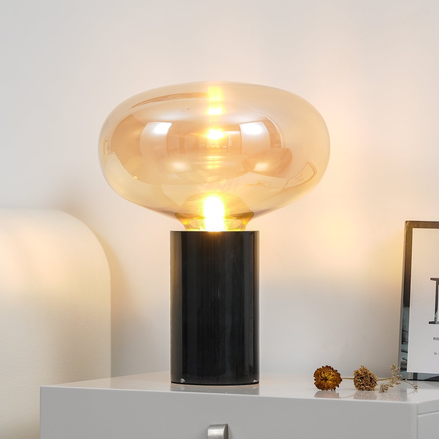 Rova Marble Industrial Table Lamp-Neutral Decor