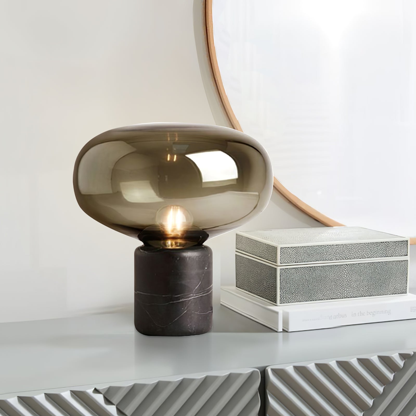 Rova Marble Industrial Table Lamp-Neutral Decor