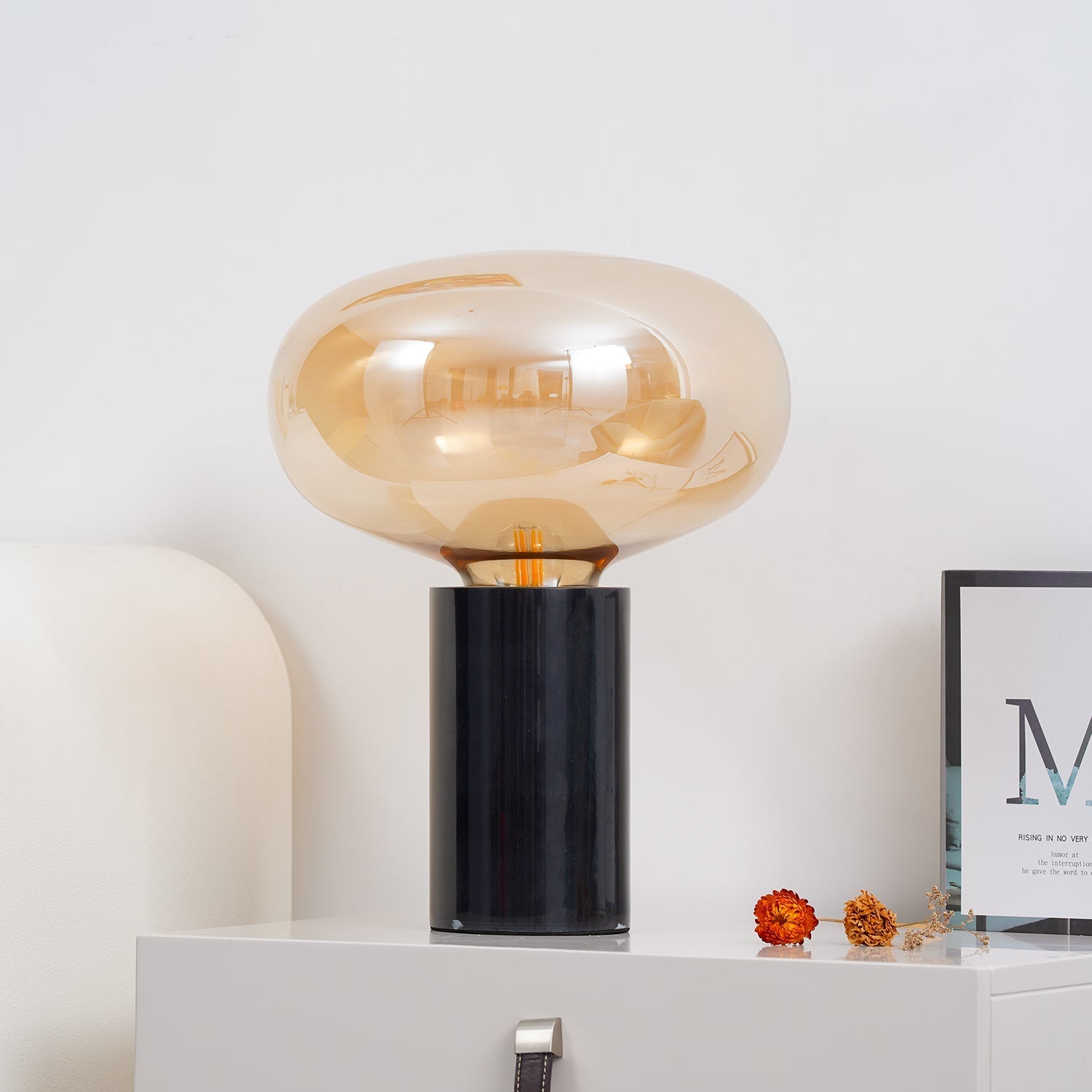 Rova Marble Industrial Table Lamp-Neutral Decor