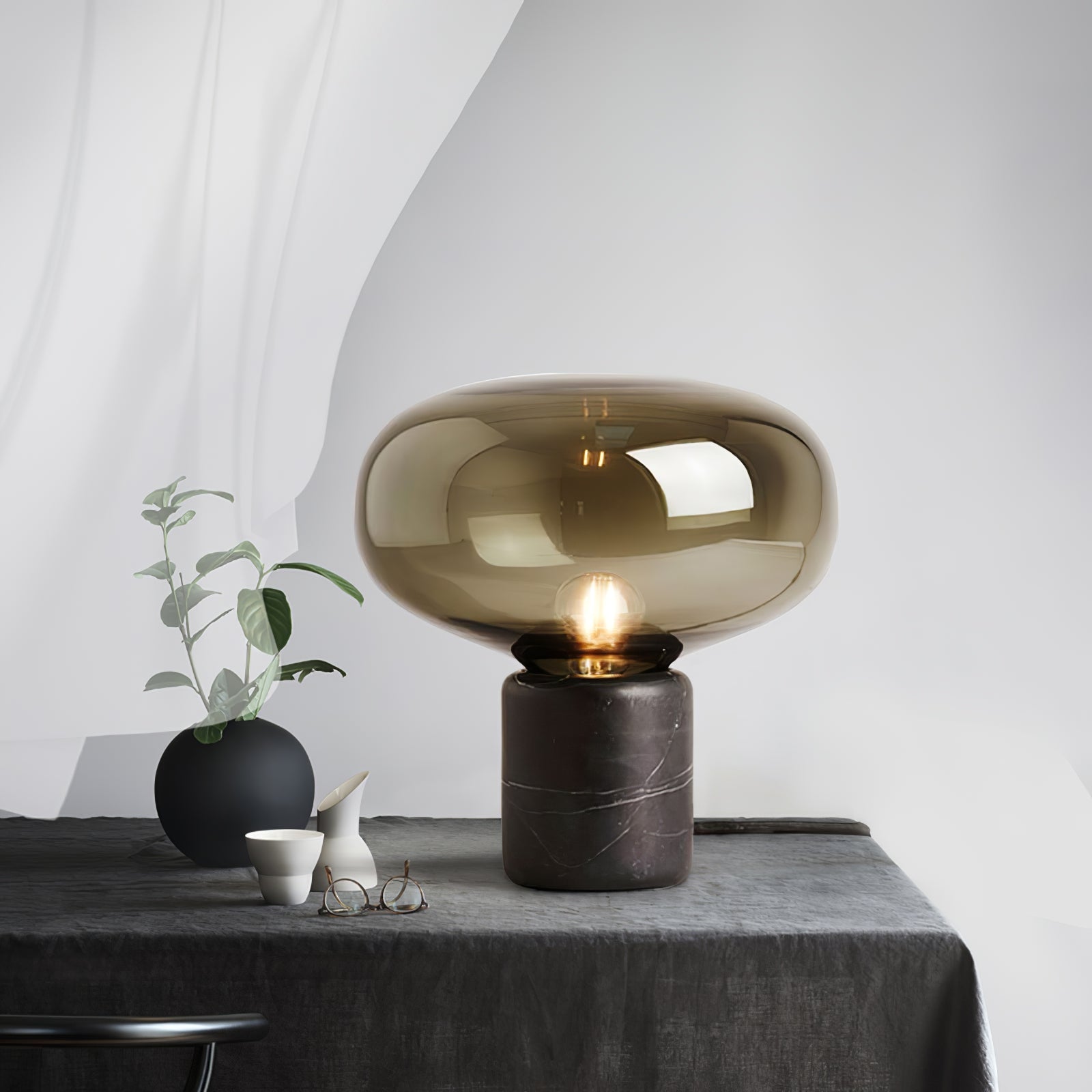 Rova Marble Industrial Table Lamp-Neutral Decor