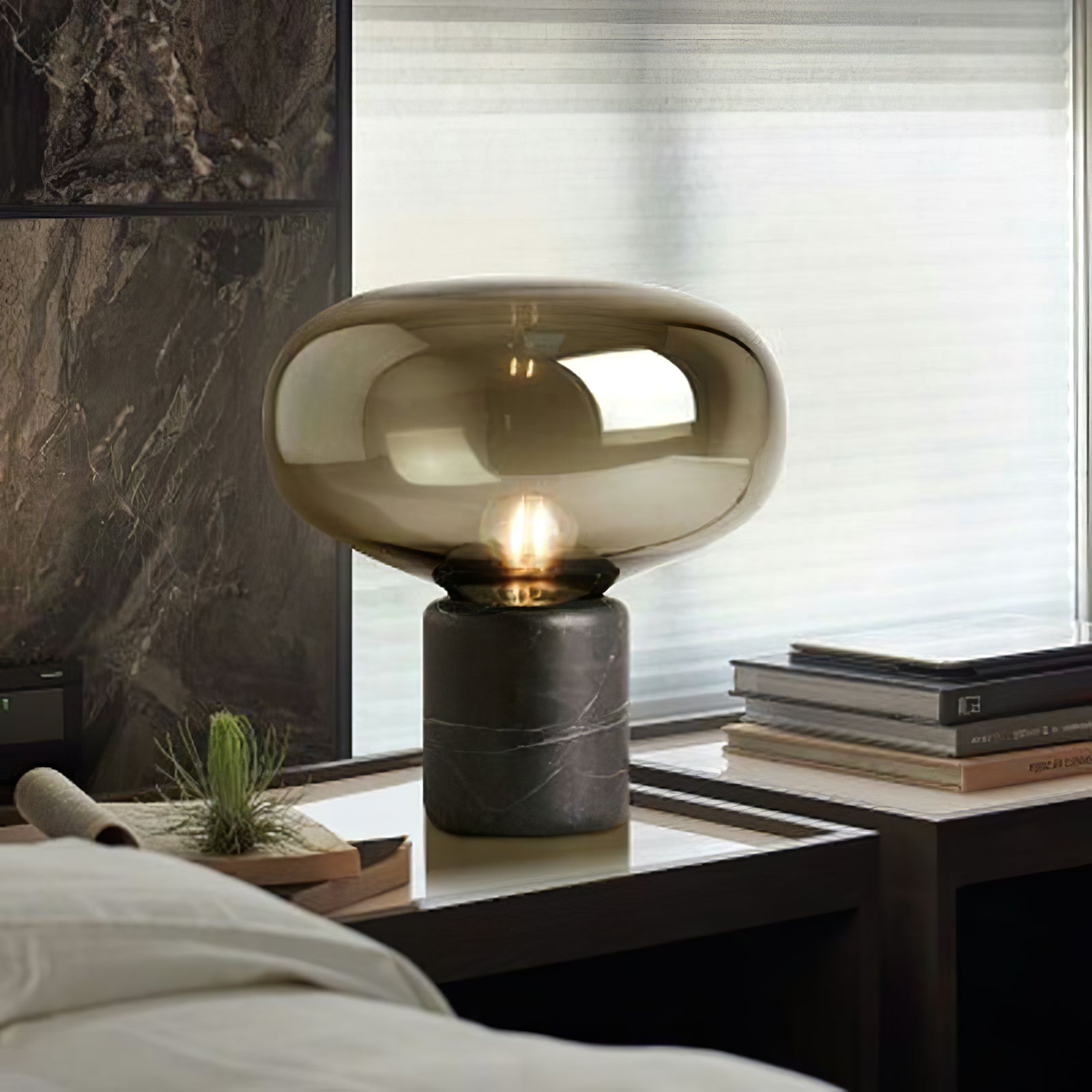 Rova Marble Industrial Table Lamp-Neutral Decor