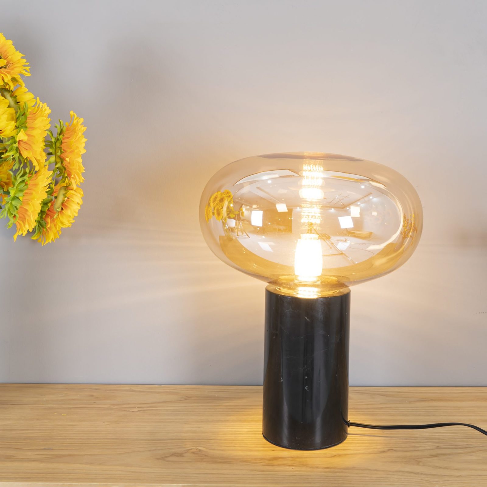 Rova Marble Industrial Table Lamp-Neutral Decor