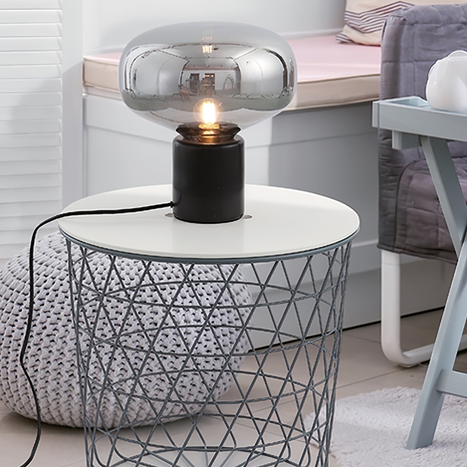 Rova Marble Industrial Table Lamp-Neutral Decor