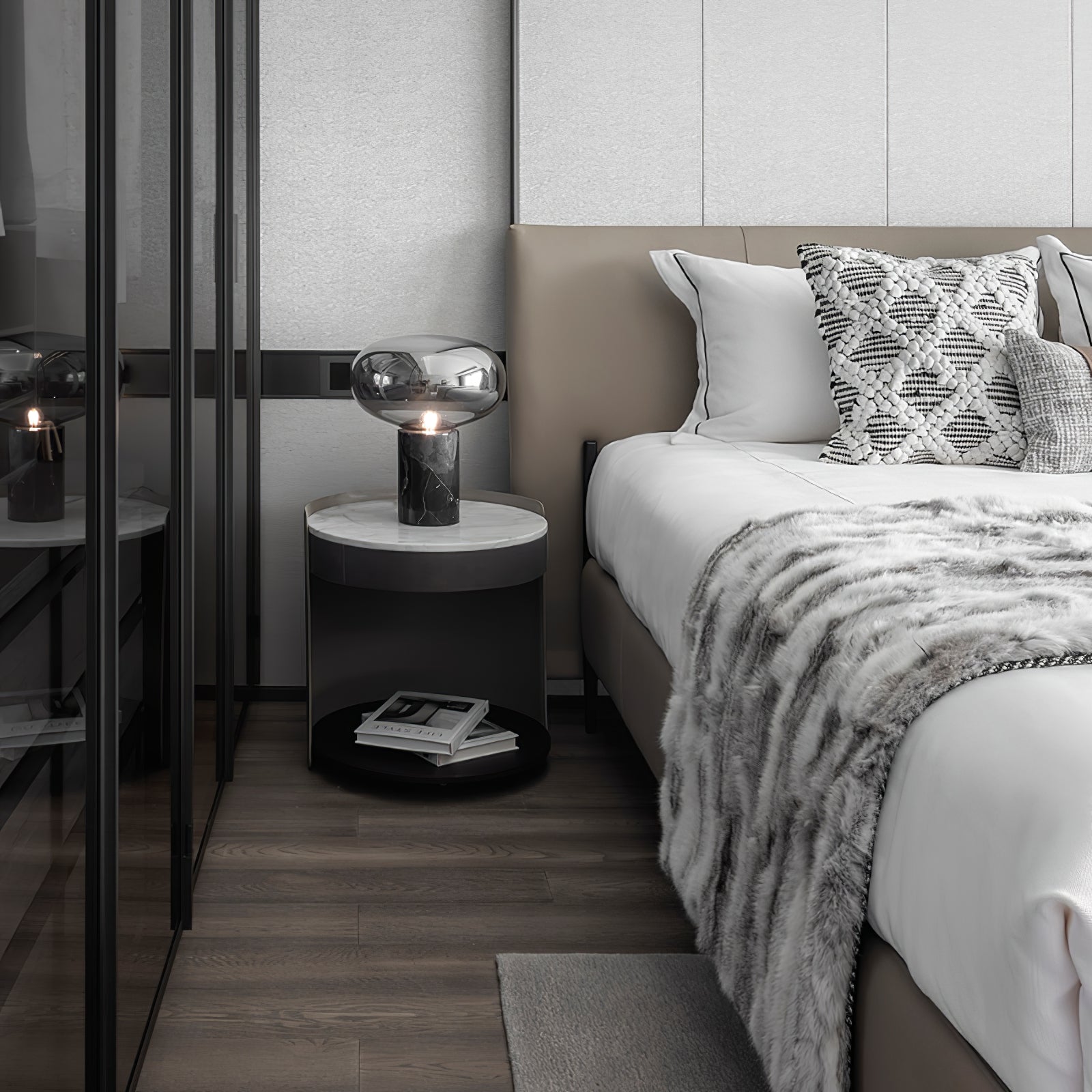 Rova Marble Industrial Table Lamp-Neutral Decor