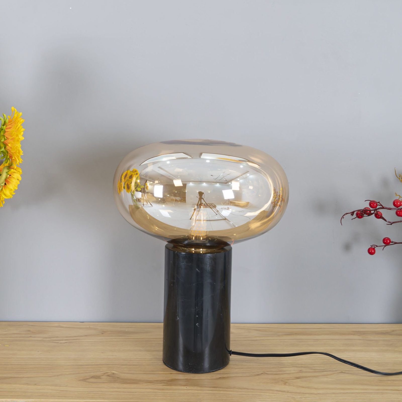 Rova Marble Industrial Table Lamp-Neutral Decor