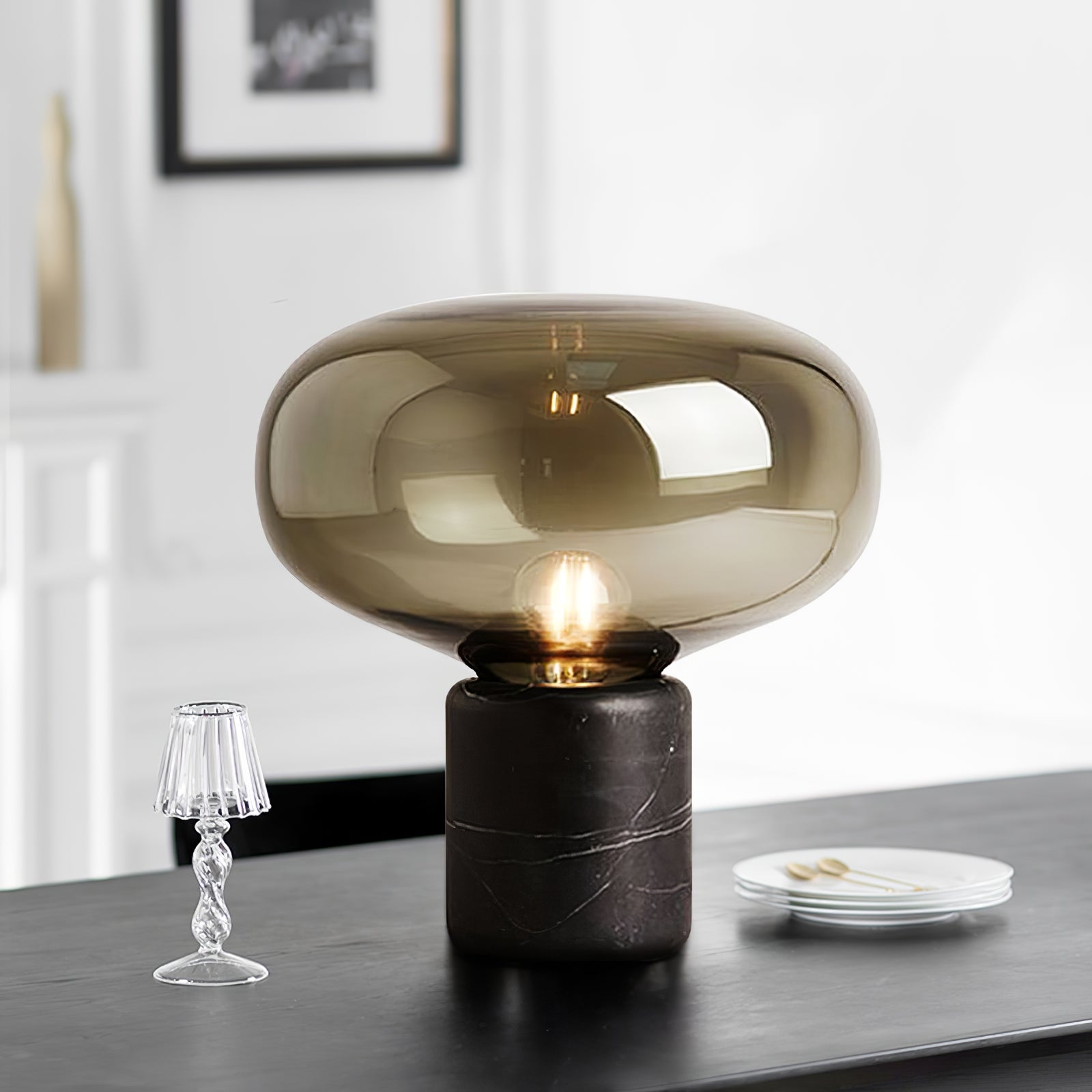 Rova Marble Industrial Table Lamp-Neutral Decor