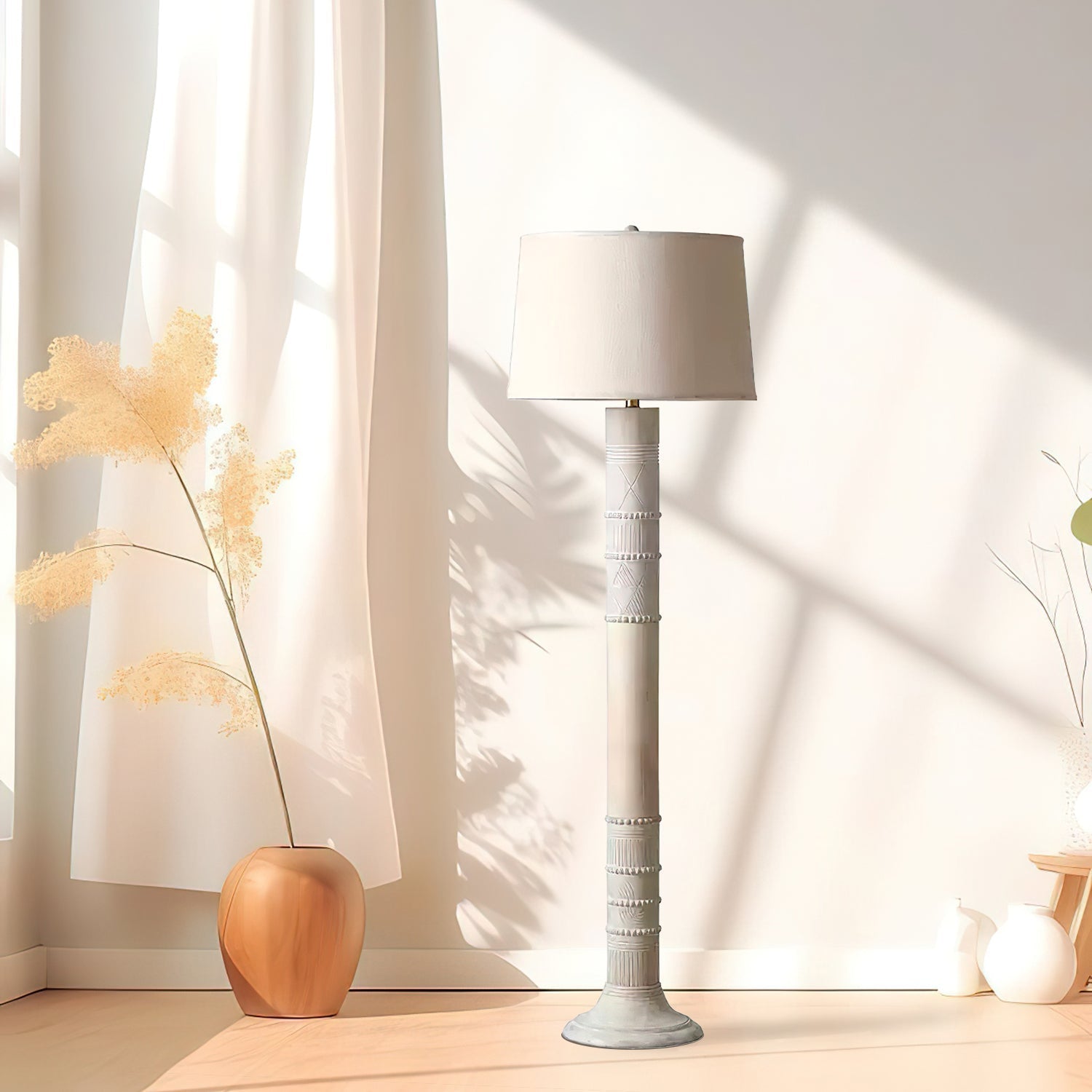 Eldon Rustic Wood Floor Lamp-Neutral Decor