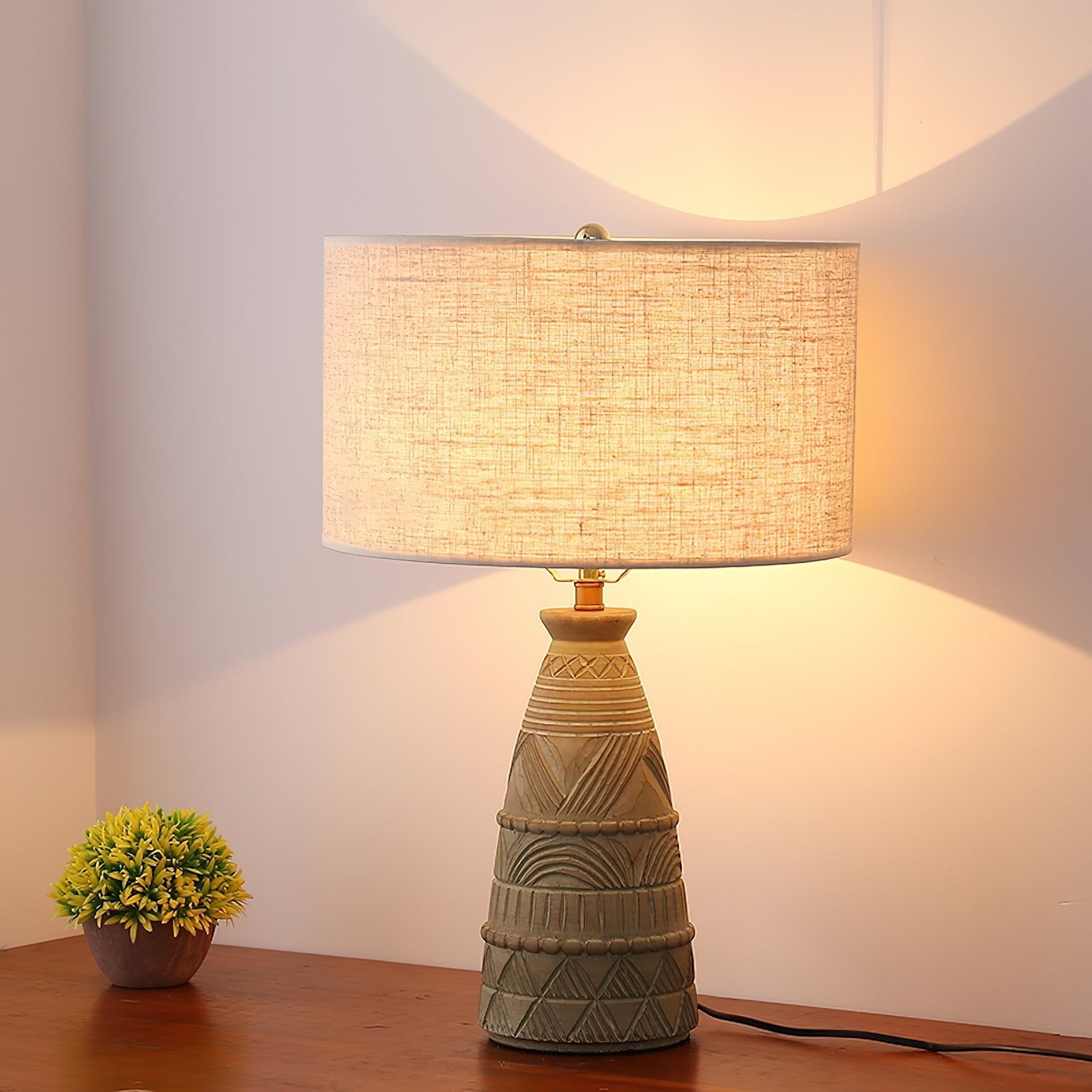 Zyra Rustic Wood Table Lamp-Neutral Decor