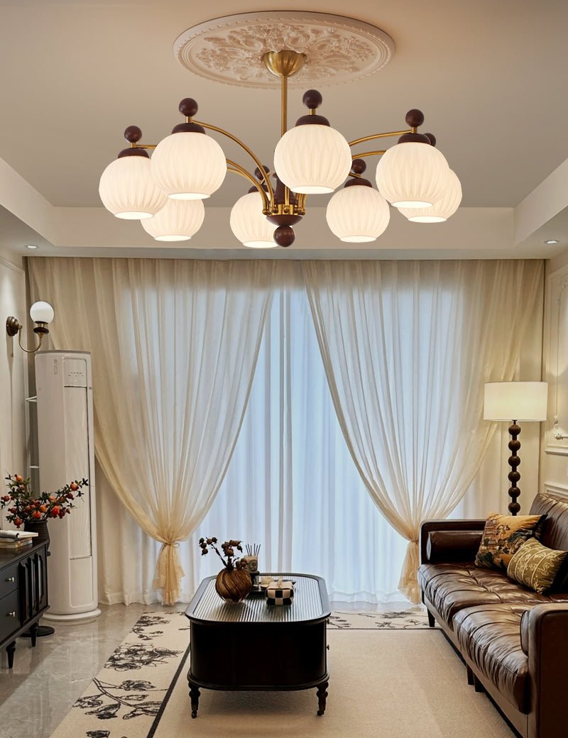 Vedoror Traditional Classic Orb Wood Glass Chandelier-Neutral Decor