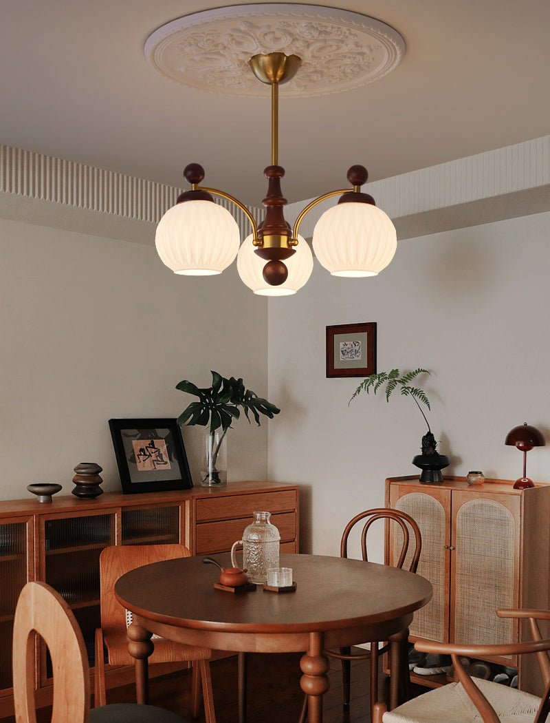 Vedoror Traditional Classic Orb Wood Glass Chandelier-Neutral Decor