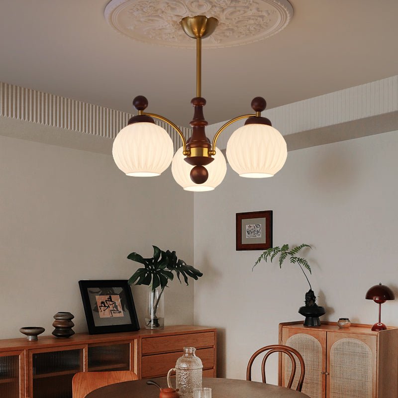 Vedoror Traditional Classic Orb Wood Glass Chandelier-Neutral Decor