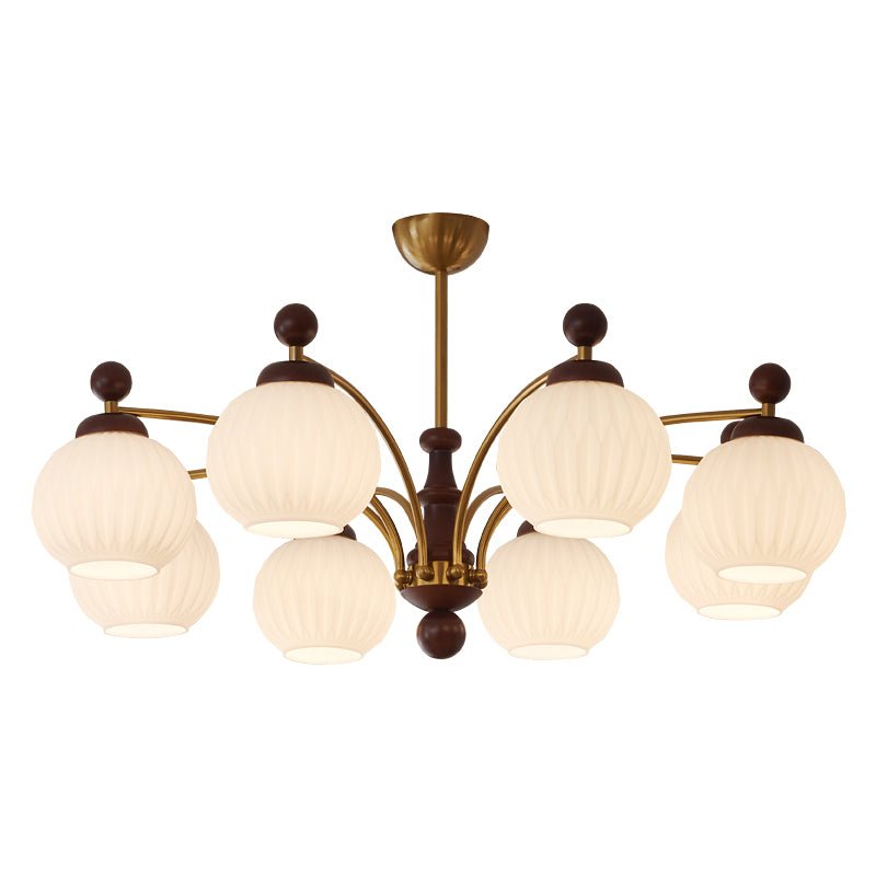 Vedoror Traditional Classic Orb Wood Glass Chandelier-Neutral Decor