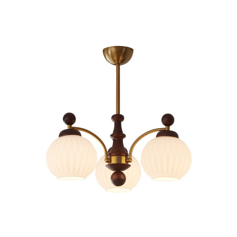 Vedoror Traditional Classic Orb Wood Glass Chandelier-Neutral Decor