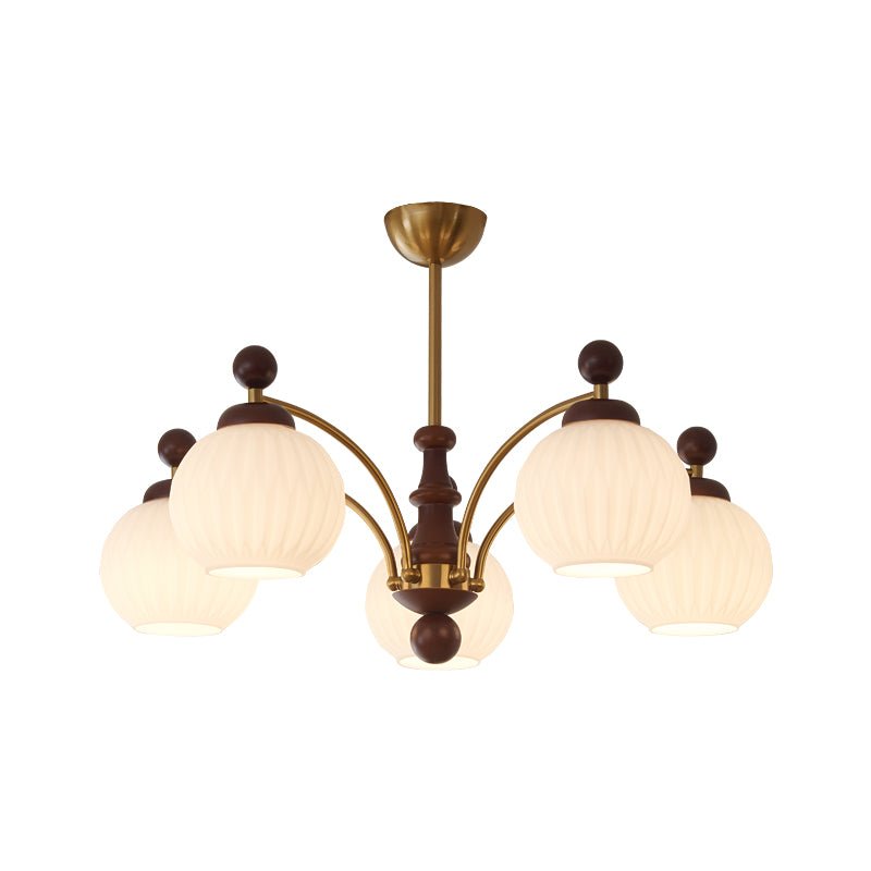 Vedoror Traditional Classic Orb Wood Glass Chandelier-Neutral Decor