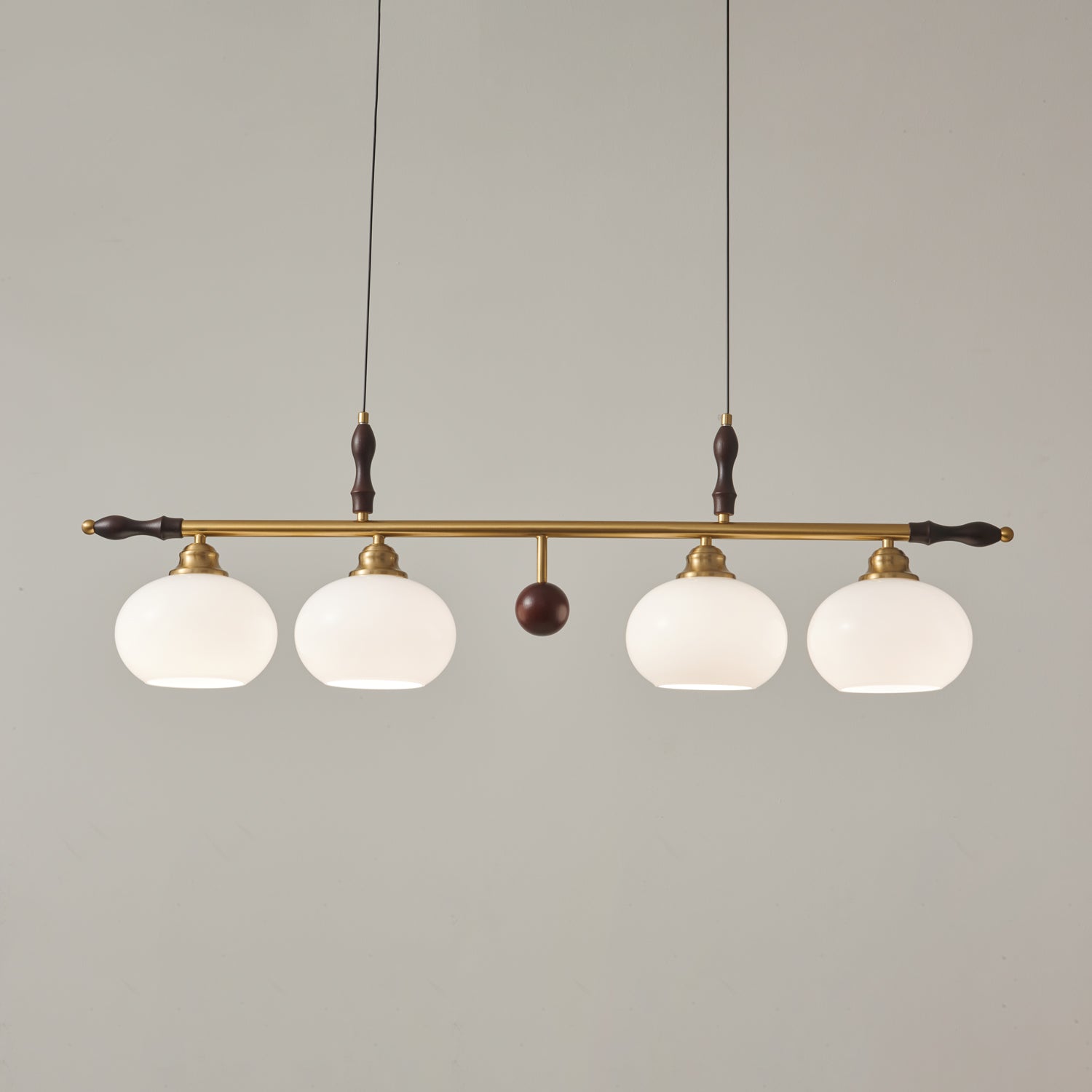 Runell Premium Elegance Traditional Wood Glass Pendant Lamp-Neutral Decor