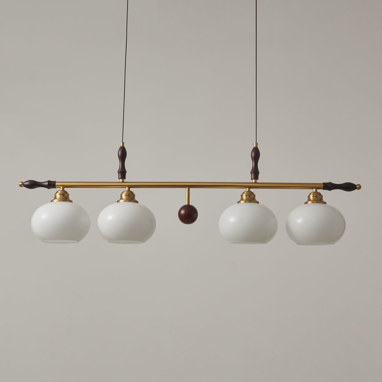 Runell Premium Elegance Traditional Wood Glass Pendant Lamp-Neutral Decor