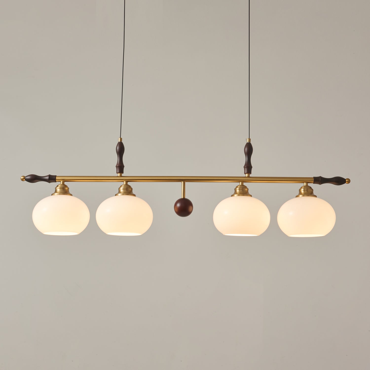 Runell Premium Elegance Traditional Wood Glass Pendant Lamp-Neutral Decor