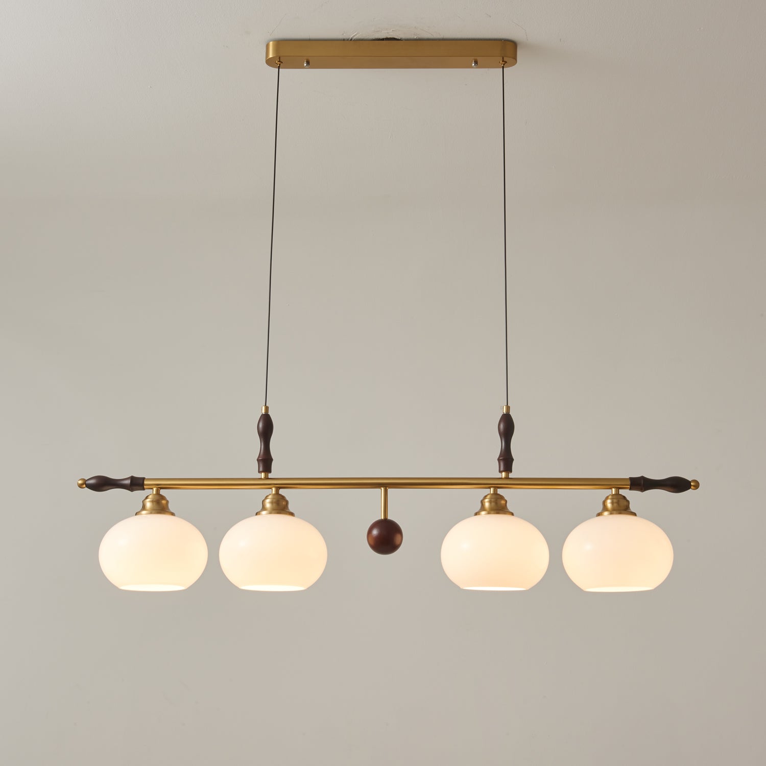 Runell Premium Elegance Traditional Wood Glass Pendant Lamp-Neutral Decor