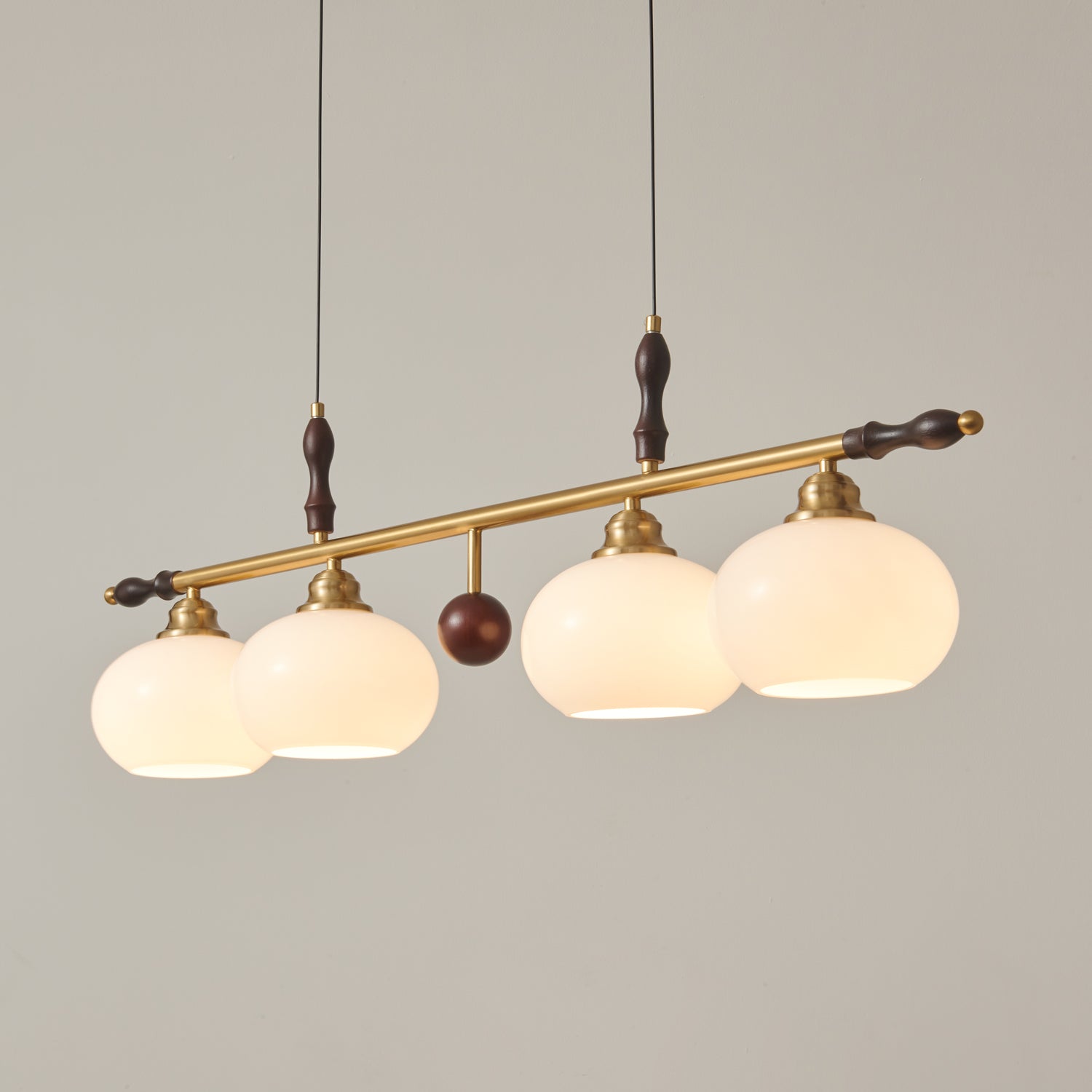 Runell Premium Elegance Traditional Wood Glass Pendant Lamp-Neutral Decor