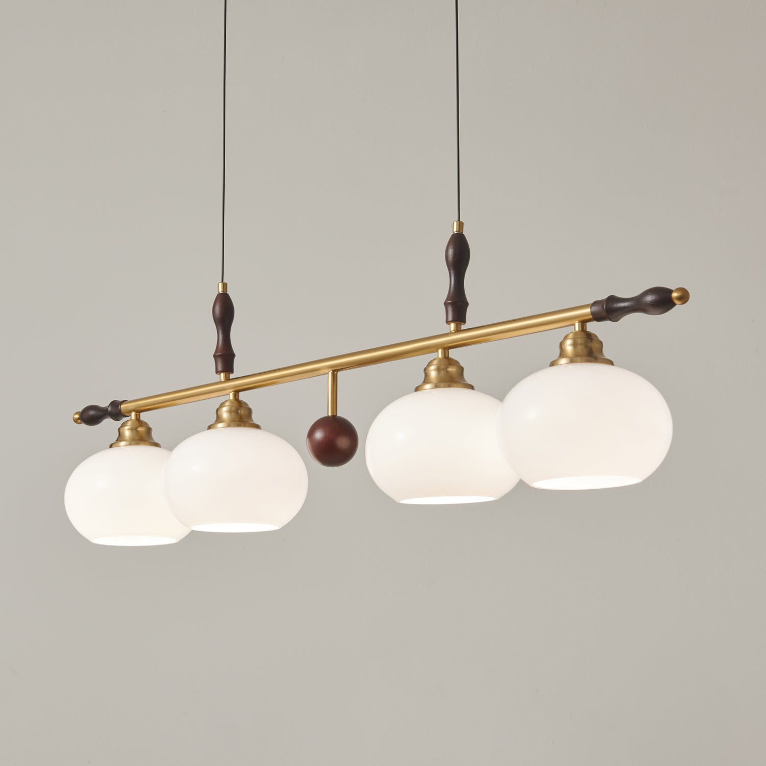 Runell Premium Elegance Traditional Wood Glass Pendant Lamp-Neutral Decor