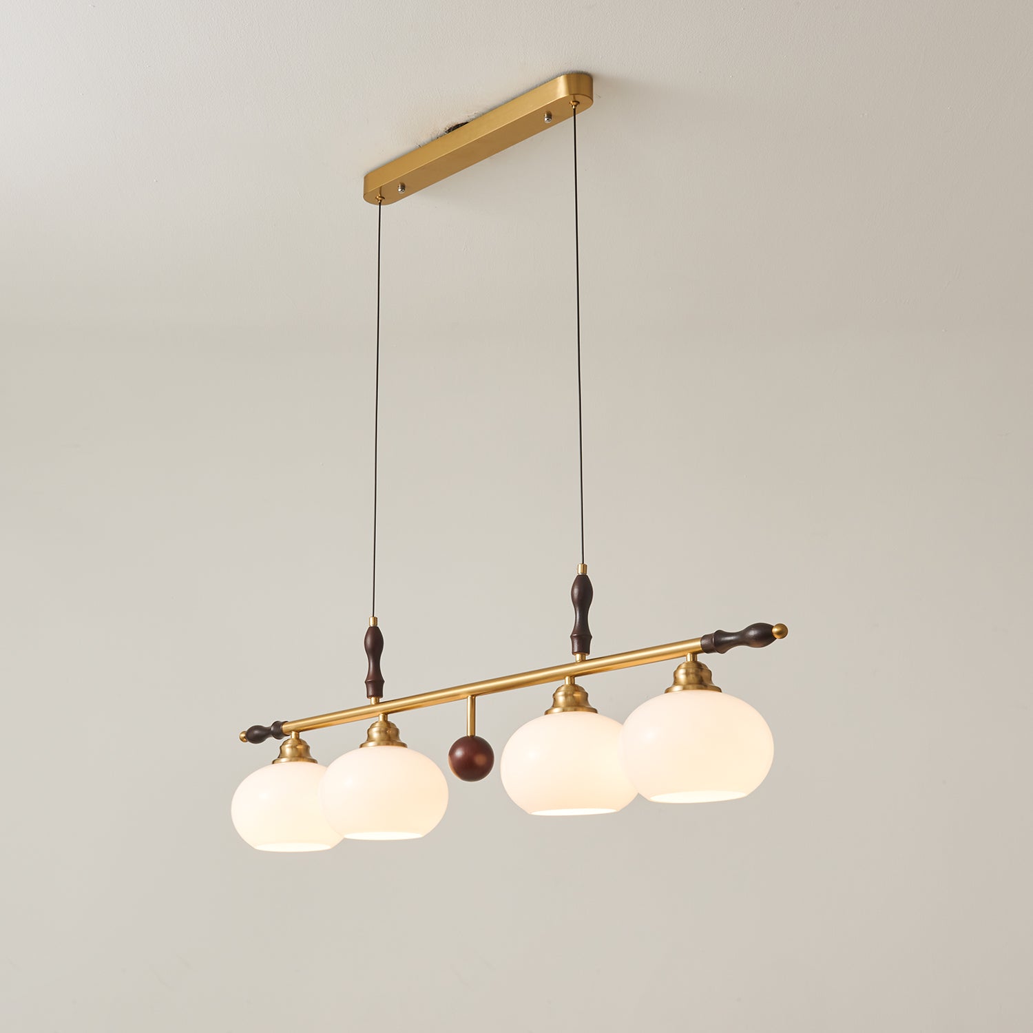 Runell Premium Elegance Traditional Wood Glass Pendant Lamp-Neutral Decor