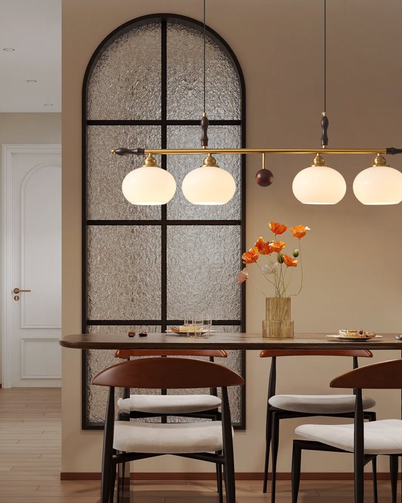 Runell Premium Elegance Traditional Wood Glass Pendant Lamp-Neutral Decor