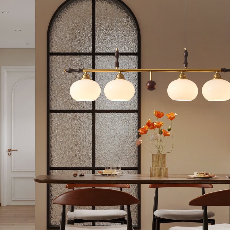Runell Premium Elegance Traditional Wood Glass Pendant Lamp-Neutral Decor