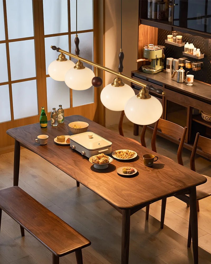Runell Premium Elegance Traditional Wood Glass Pendant Lamp-Neutral Decor