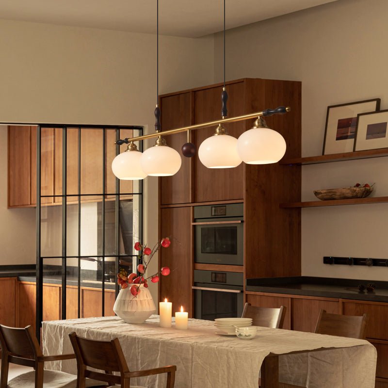 Runell Premium Elegance Traditional Wood Glass Pendant Lamp-Neutral Decor