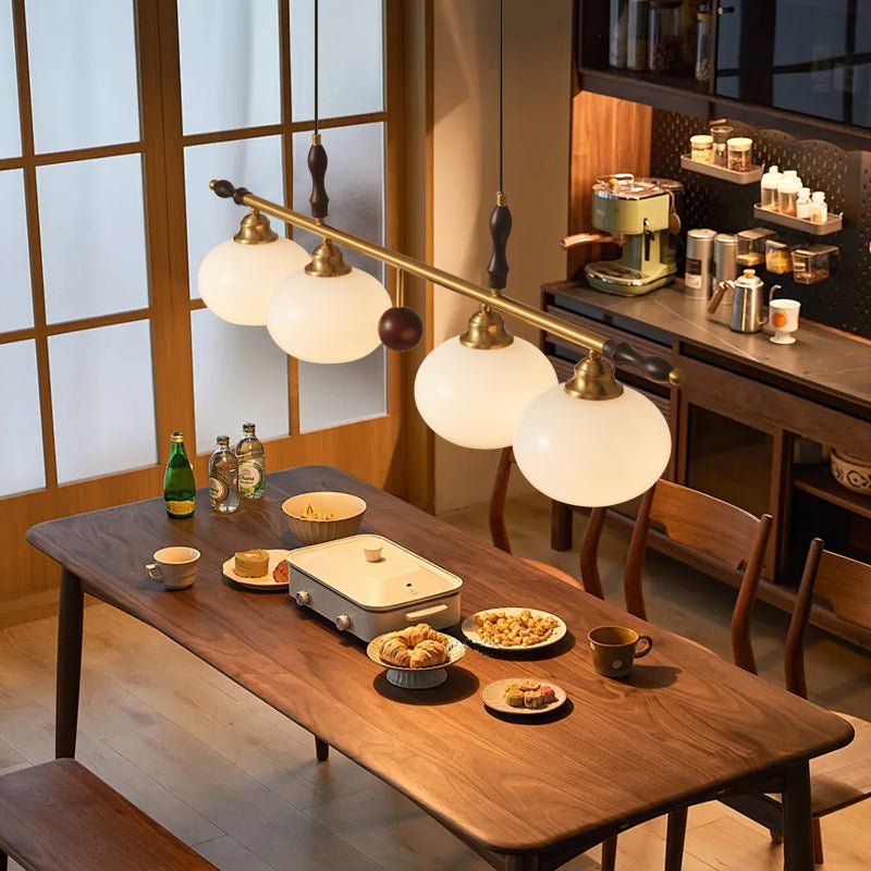 Runell Premium Elegance Traditional Wood Glass Pendant Lamp-Neutral Decor